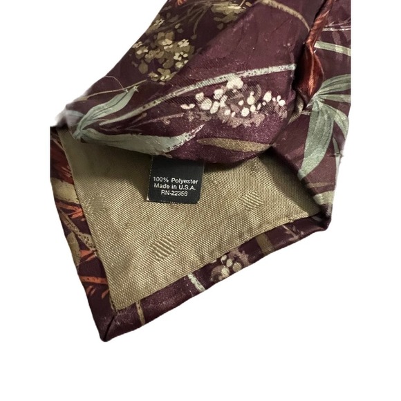 Adolfo Tropical Tie Burgandy - Picture 4 of 5